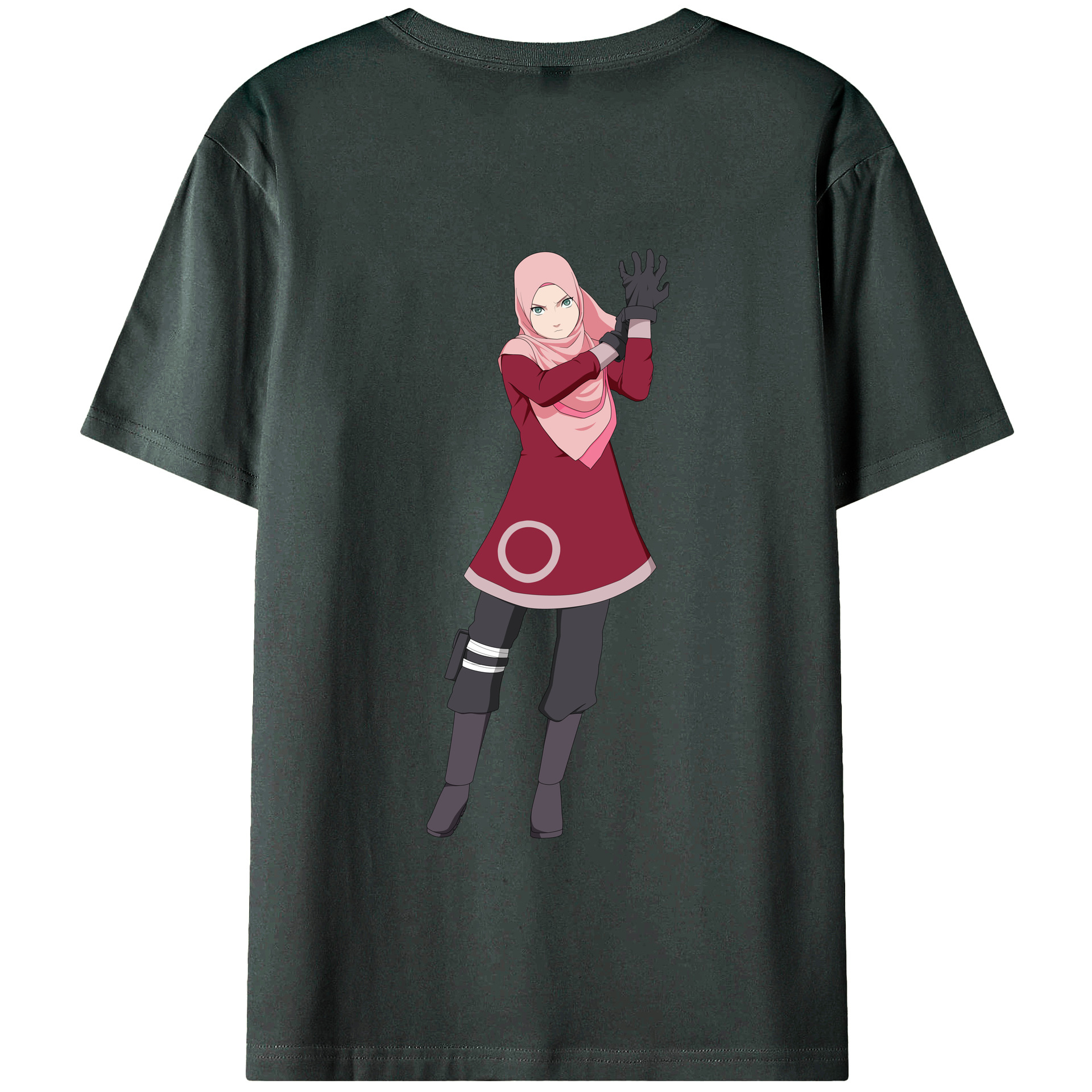（画像用） NARUTO -ナルト- 春野サクラ Haruno Sakura 綿100％ メンズ半袖Tシャツ（バックプリント） 通気性